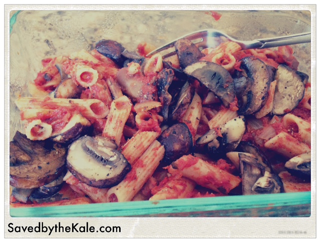 Brown Rice Pasta w/ Roasted Mushrooms